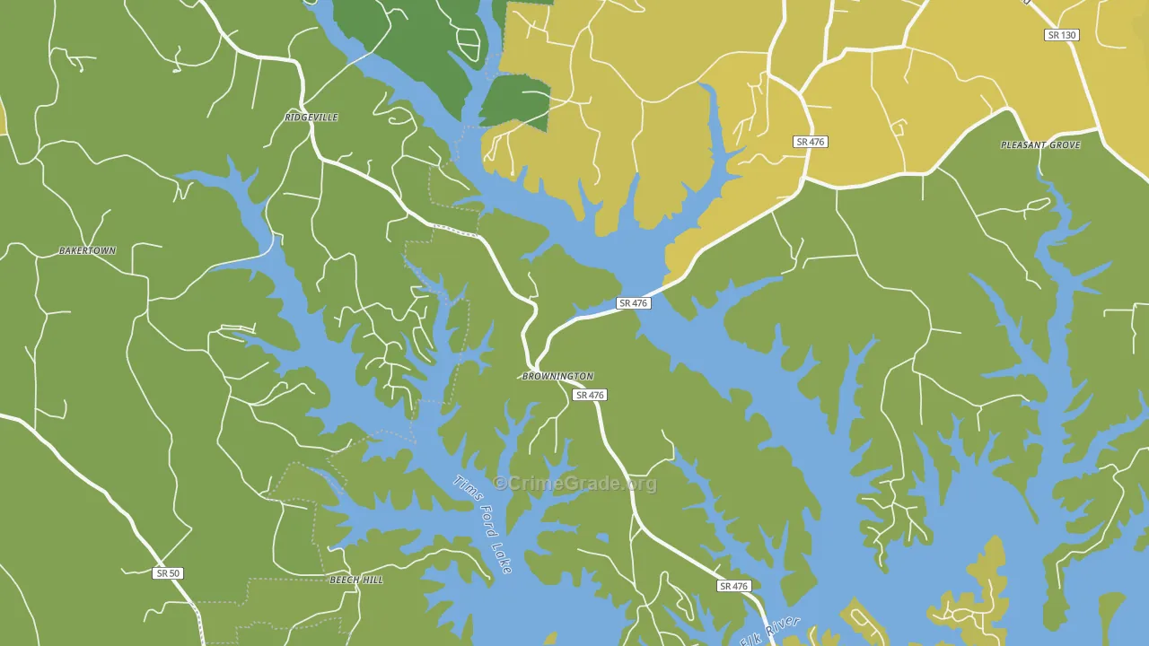 Ridgeville, TN Map of Vehicle Theft Rates