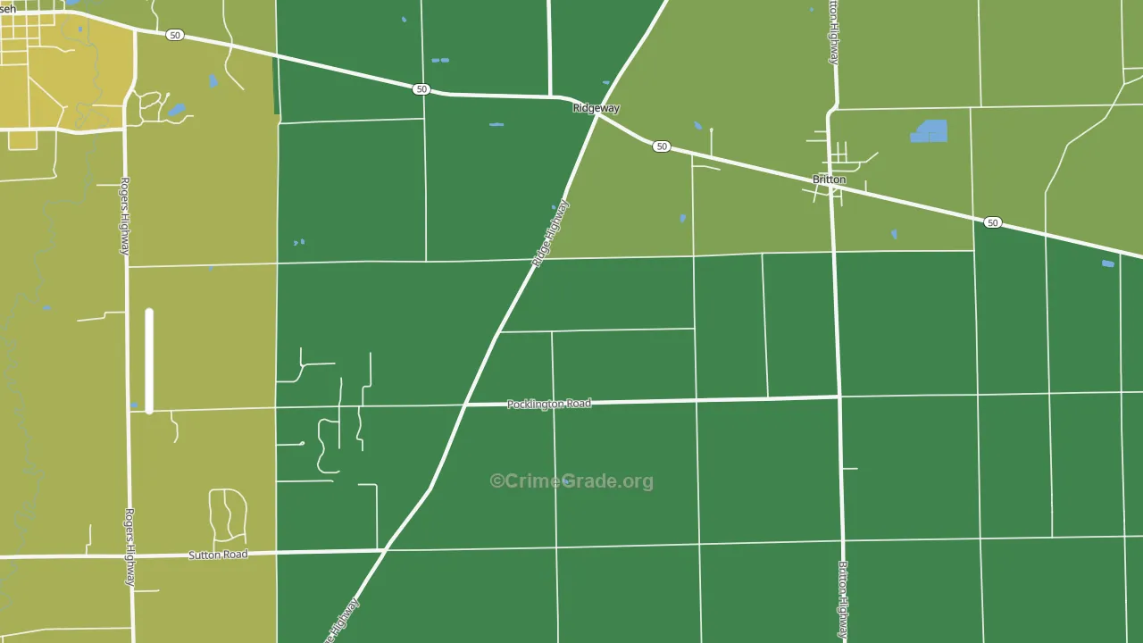 Ridgeway, MI Map of Vehicle Theft Rates