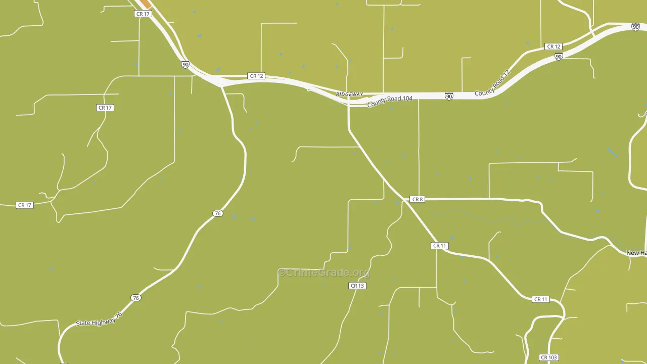 Ridgeway, MN Map of Vehicle Theft Rates