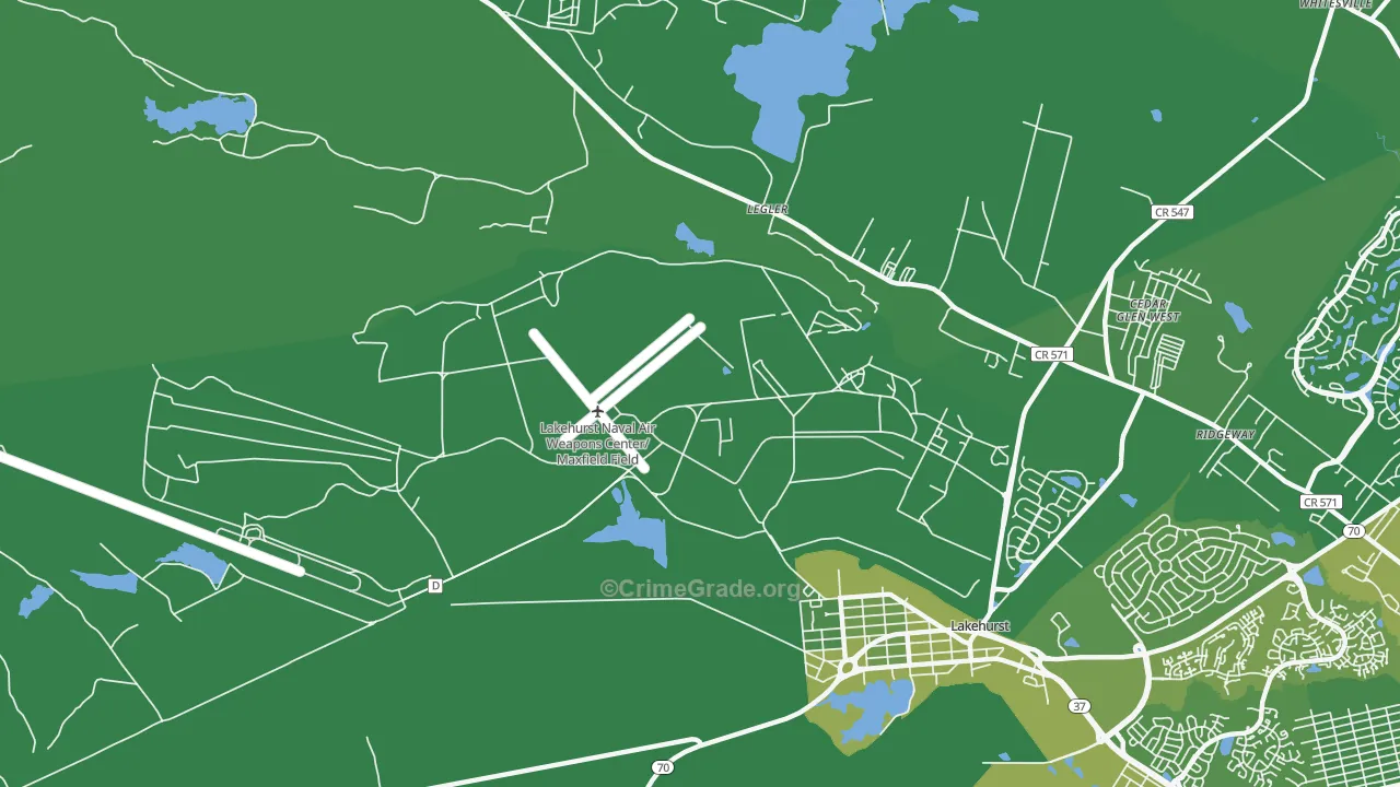 Ridgeway, NJ Map of Vehicle Theft Rates