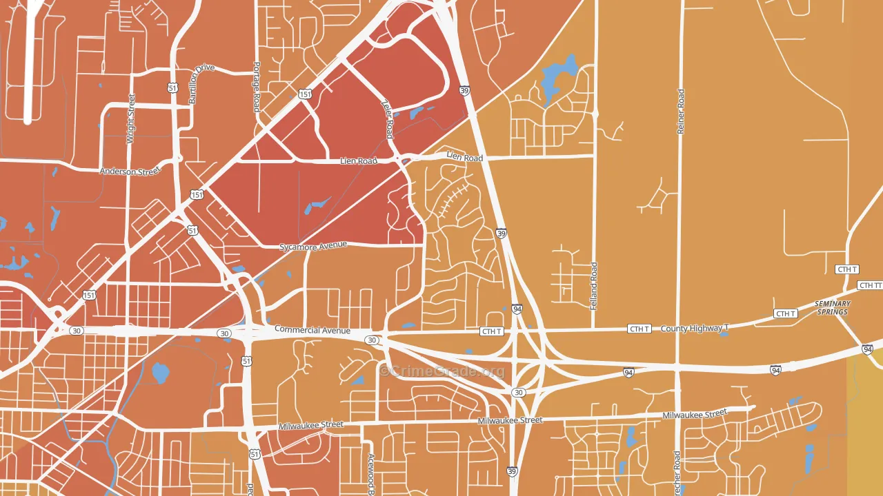 Ridgewood, Madison, WI Map of Vehicle Theft Rates