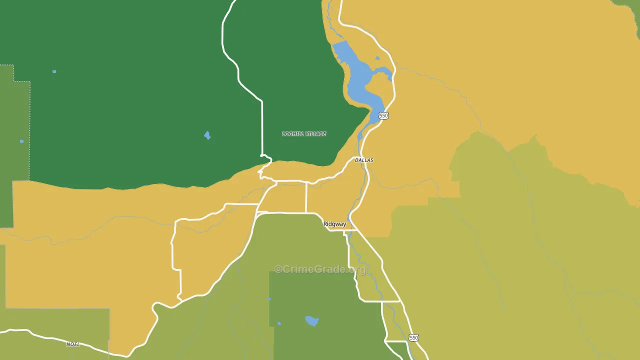 Ridgway, CO Map of Vehicle Theft Rates