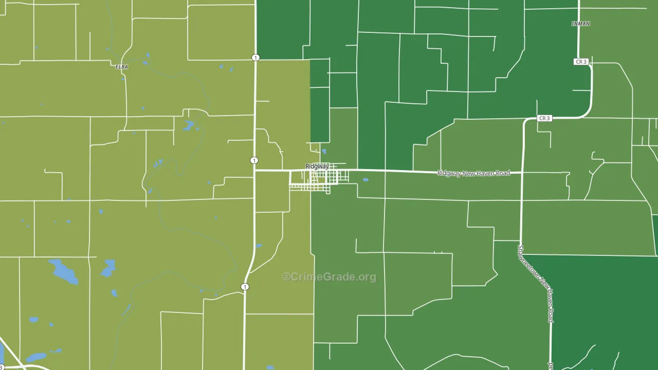 Ridgway, IL Map of Vehicle Theft Rates