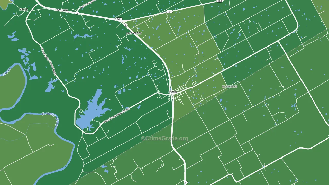 Riesel, TX Map of Vehicle Theft Rates