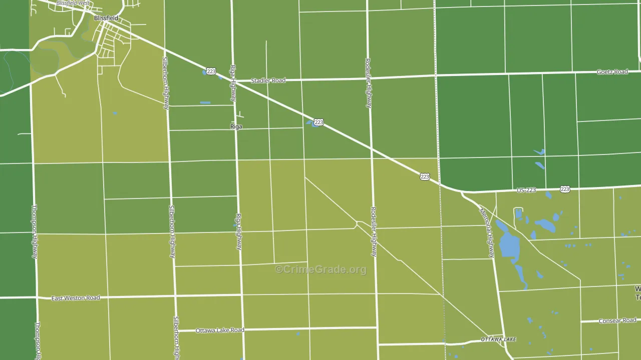 Riga, MI Map of Vehicle Theft Rates