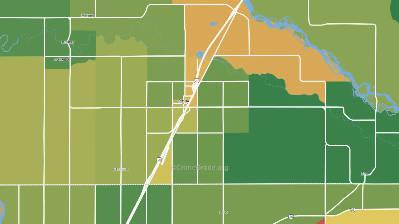 Rigby, ID Map of Vehicle Theft Rates