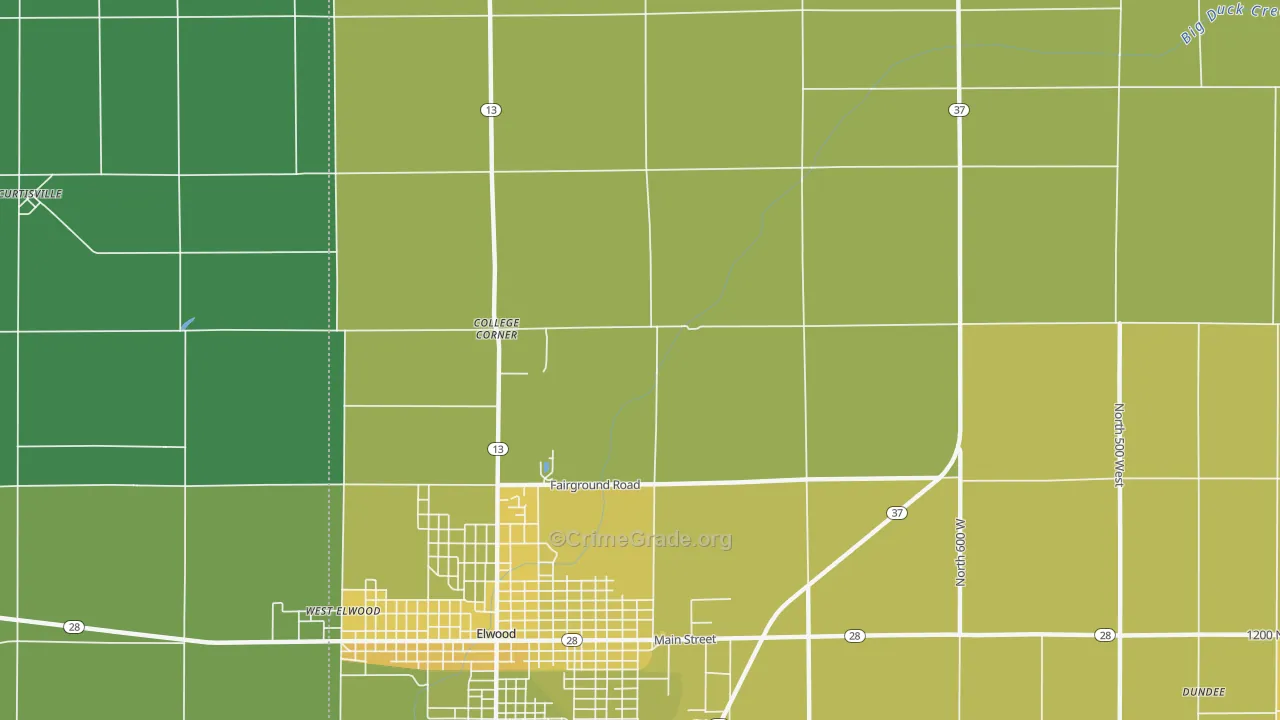Rigdon, IN Map of Vehicle Theft Rates