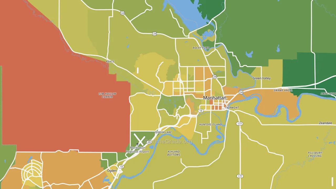 Riley County, KS Map of Vehicle Theft Rates