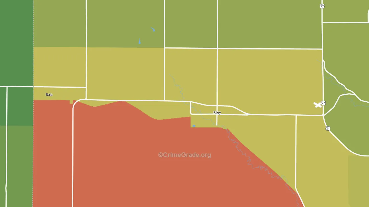 Riley, KS Map of Vehicle Theft Rates