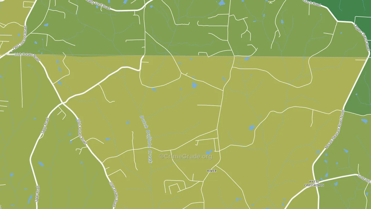 Rimer, NC Map of Vehicle Theft Rates