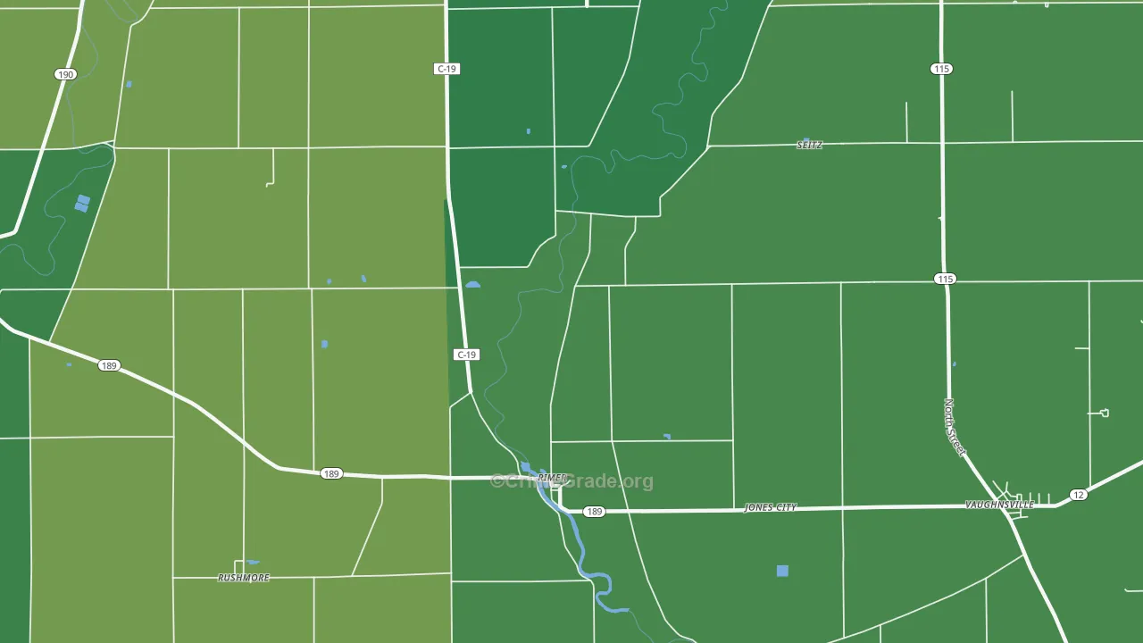 Rimer, OH Map of Vehicle Theft Rates