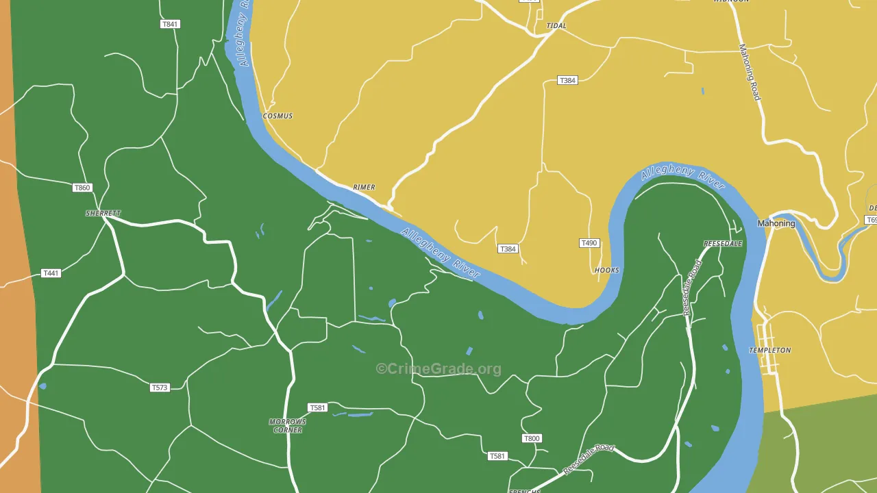 Rimer, PA Map of Vehicle Theft Rates