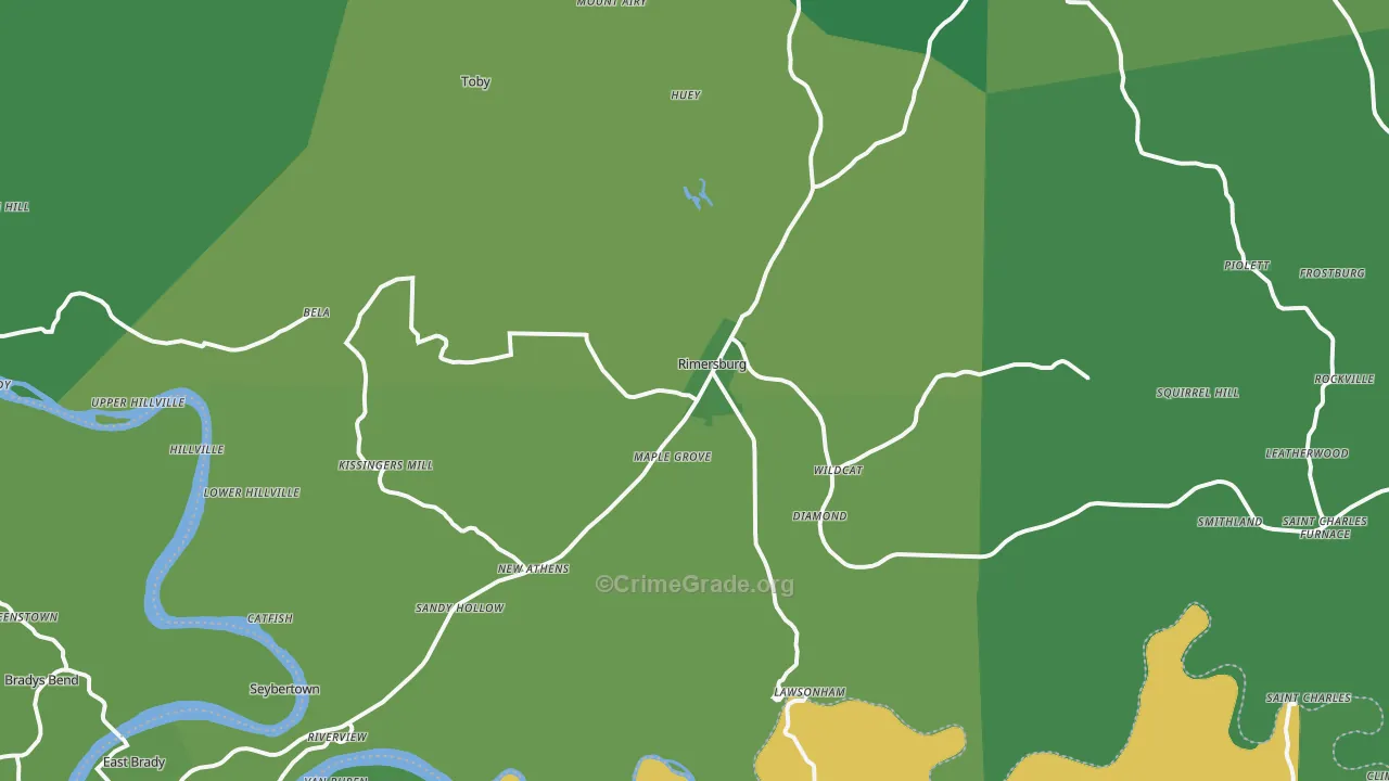 Rimersburg, PA Map of Vehicle Theft Rates