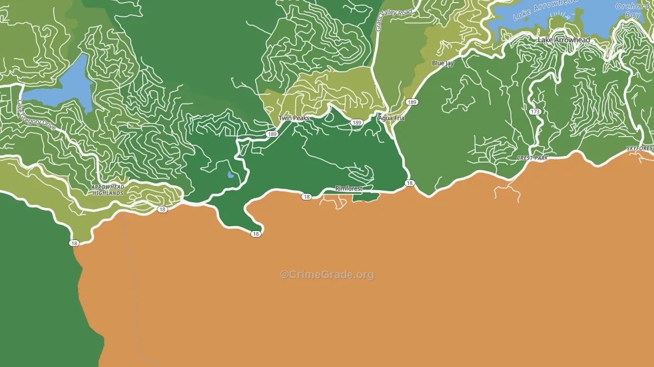 Rimforest, CA Map of Vehicle Theft Rates