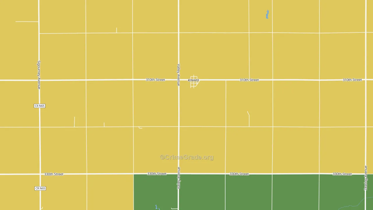 Rinard, IA Map of Vehicle Theft Rates