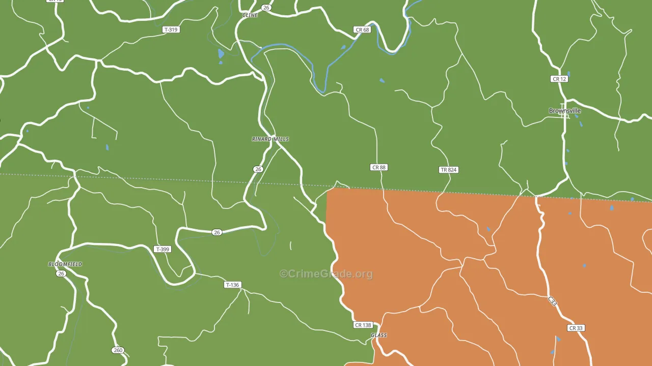 Rinard Mills, OH Map of Vehicle Theft Rates
