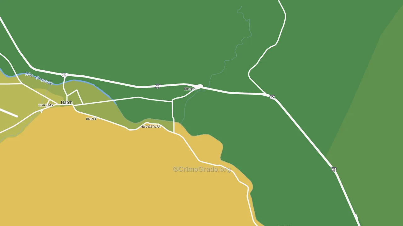 Rincon, NM Map of Vehicle Theft Rates