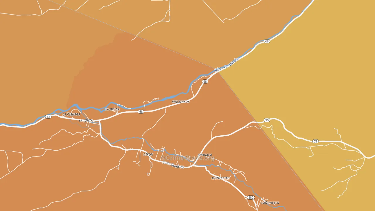 Rinconada, NM Map of Vehicle Theft Rates