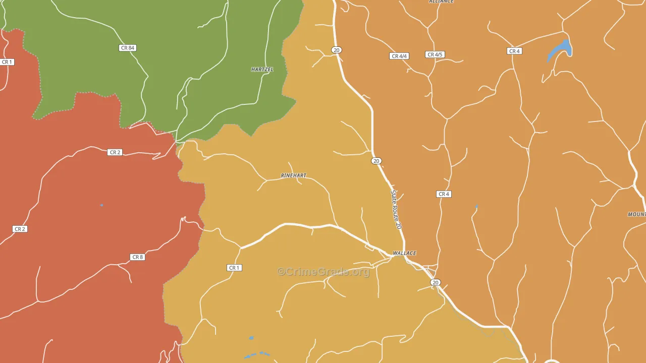 Rinehart, WV Map of Vehicle Theft Rates