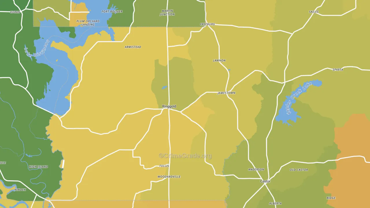 Ringgold, LA Map of Vehicle Theft Rates