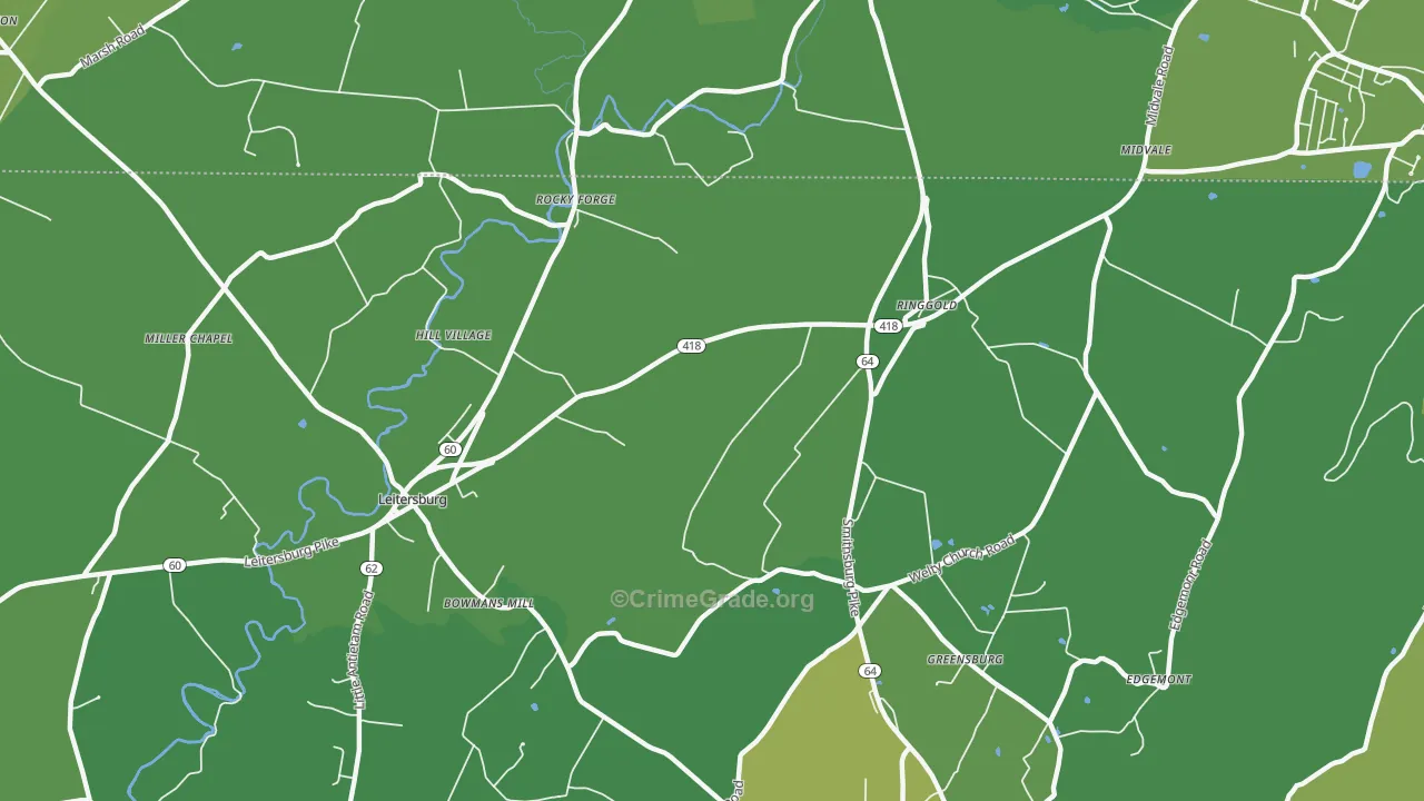 Ringgold, MD Map of Vehicle Theft Rates
