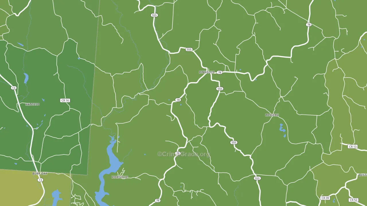 Ringgold, OH Map of Vehicle Theft Rates