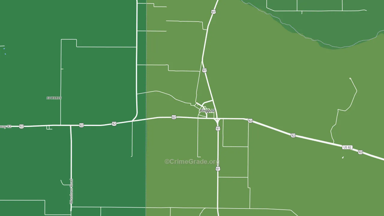 Ringgold, TX Map of Vehicle Theft Rates