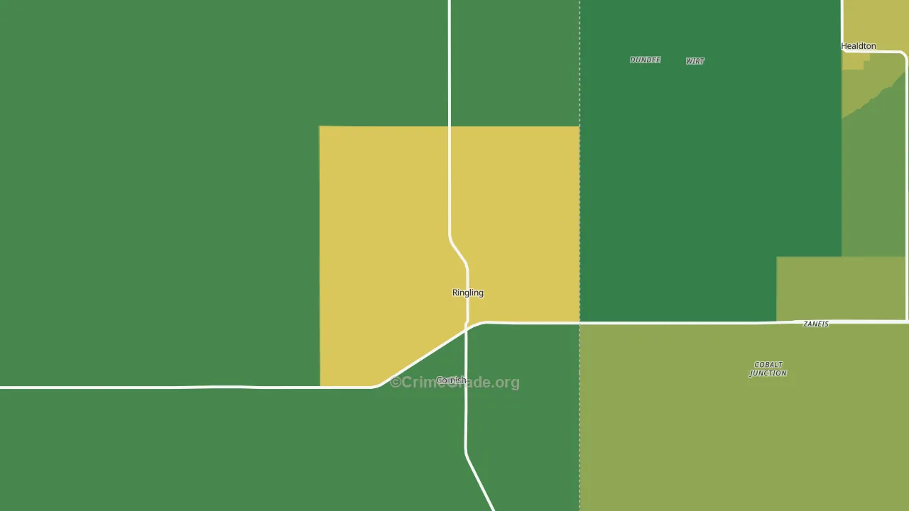 Ringling, OK Map of Vehicle Theft Rates