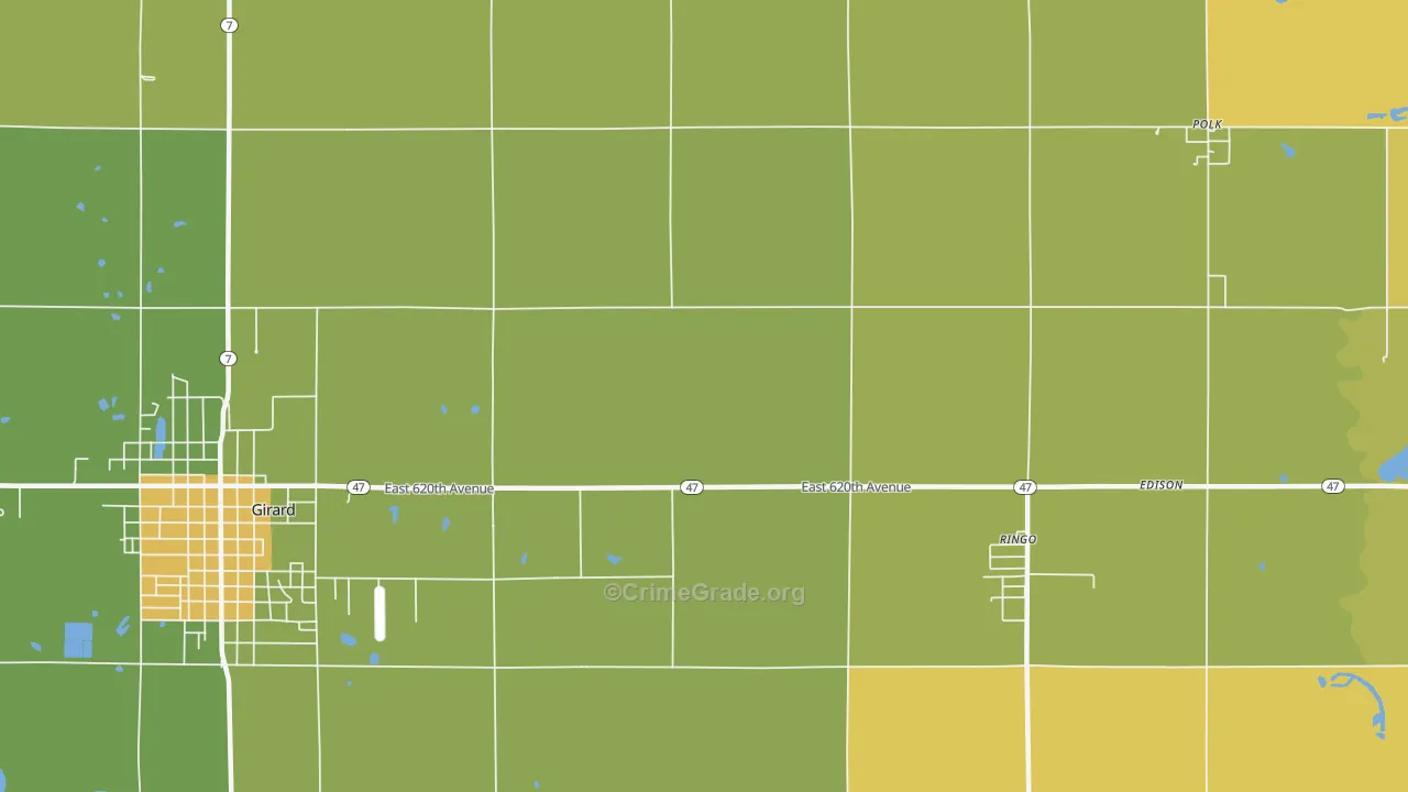 Ringo, KS Map of Vehicle Theft Rates