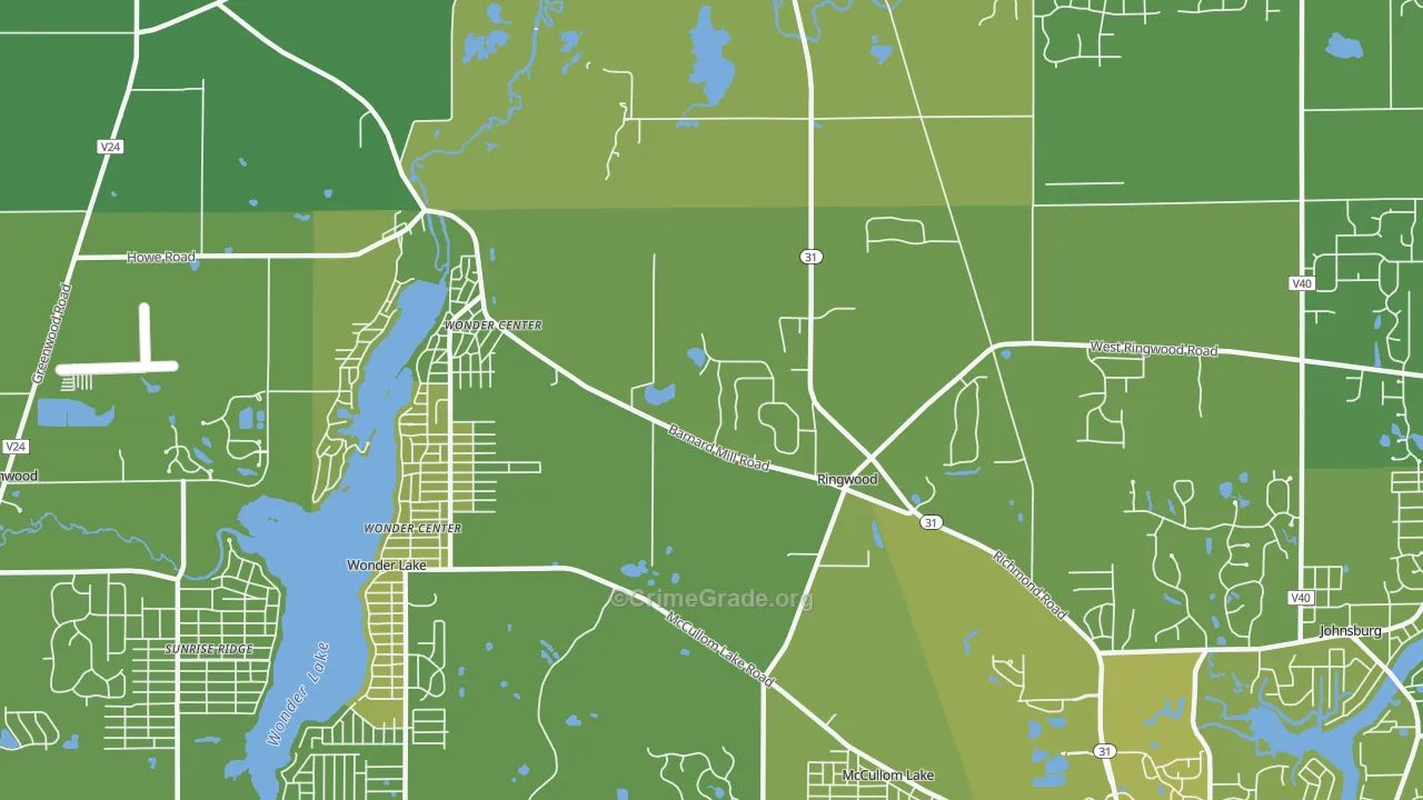 Ringwood, IL Map of Vehicle Theft Rates