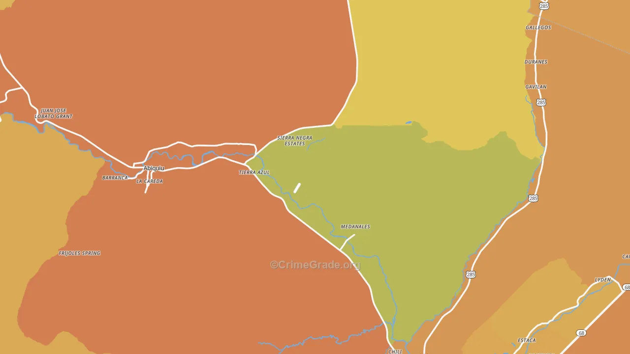 Rio Arriba County, NM Map of Vehicle Theft Rates