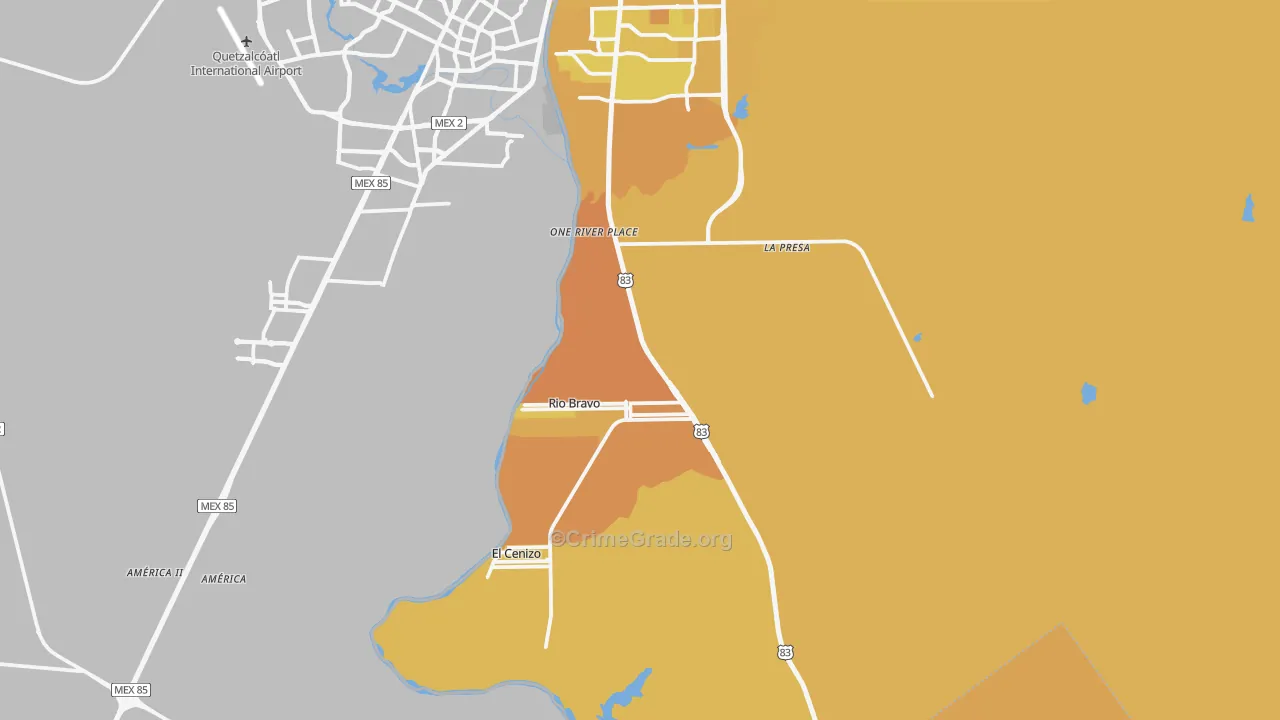 Rio Bravo, TX Map of Vehicle Theft Rates