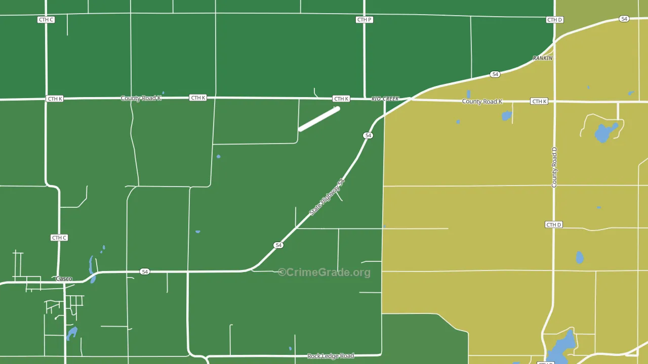 Rio Creek, WI Map of Vehicle Theft Rates