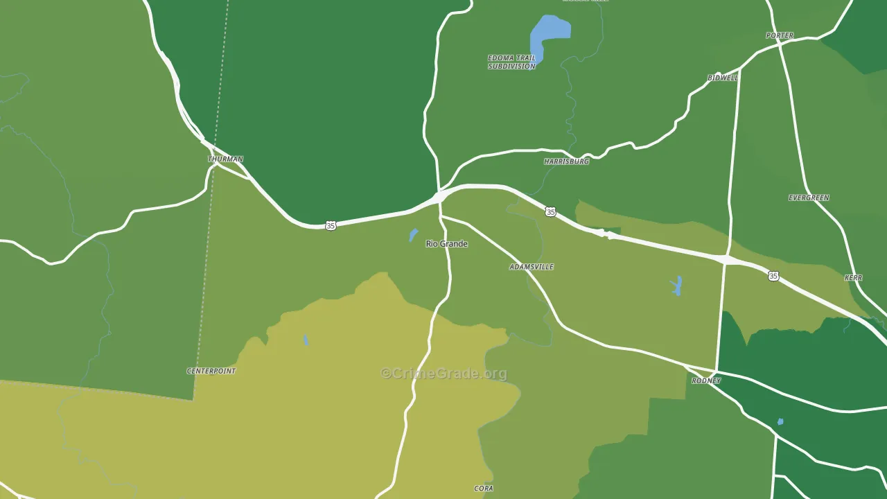 Rio Grande, OH Map of Vehicle Theft Rates