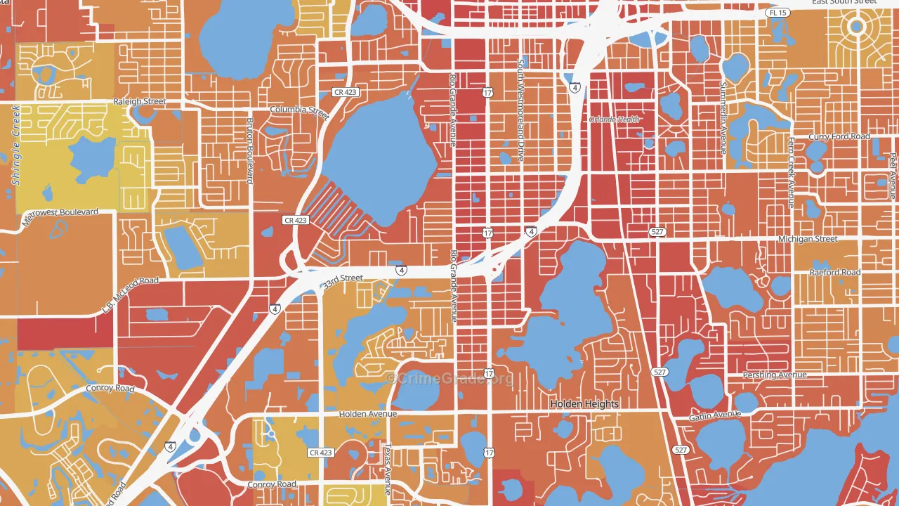 Rio Grande Park, Orlando, FL Map of Vehicle Theft Rates