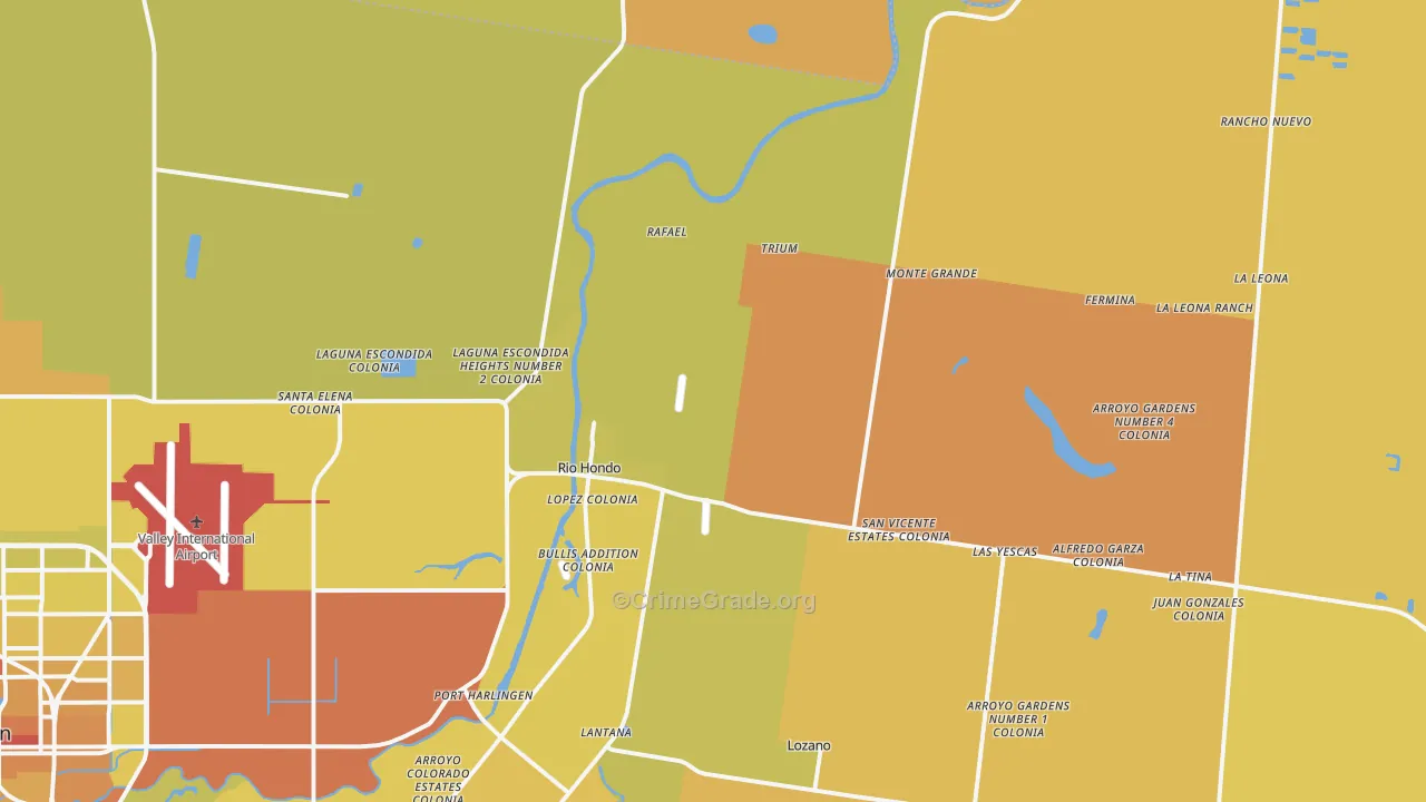 Rio Hondo, TX Map of Vehicle Theft Rates