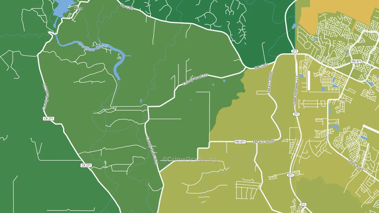Rio Medina, TX Map of Vehicle Theft Rates