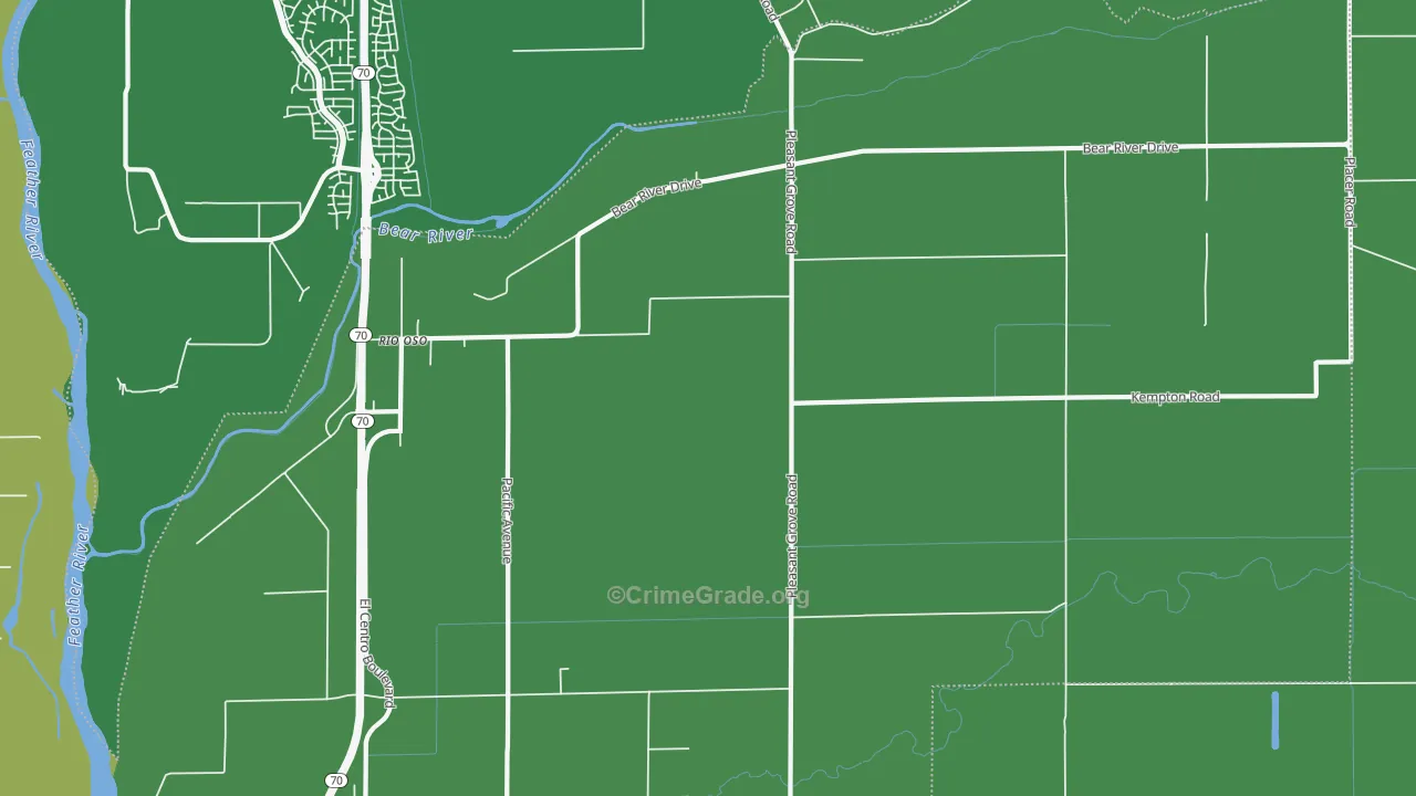 Rio Oso, CA Map of Vehicle Theft Rates