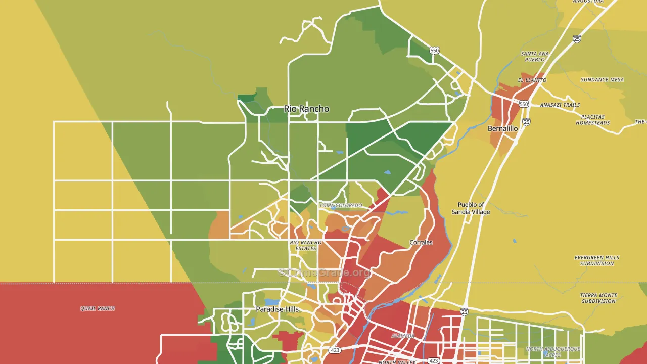 Rio Rancho, NM Map of Vehicle Theft Rates
