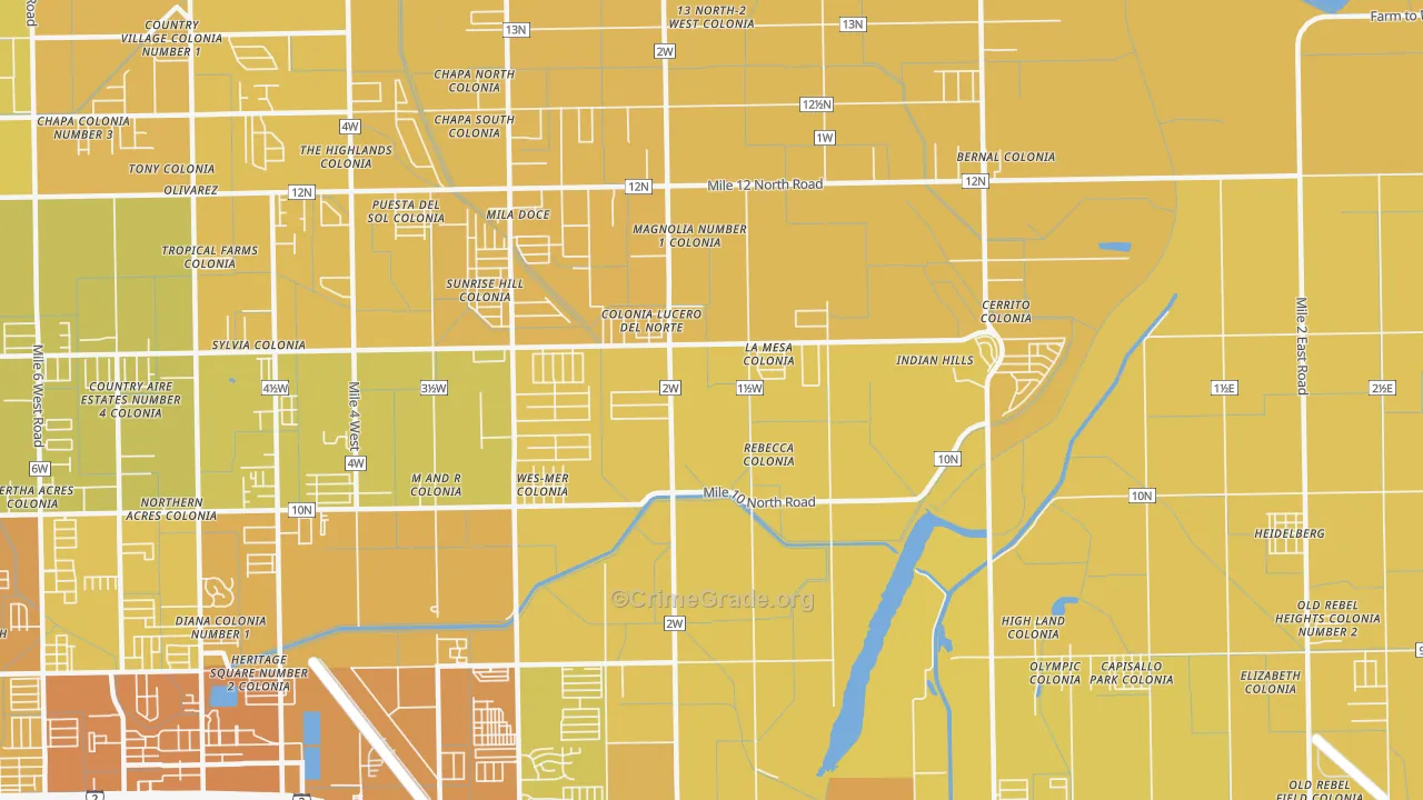 Rio Rico, TX Map of Vehicle Theft Rates