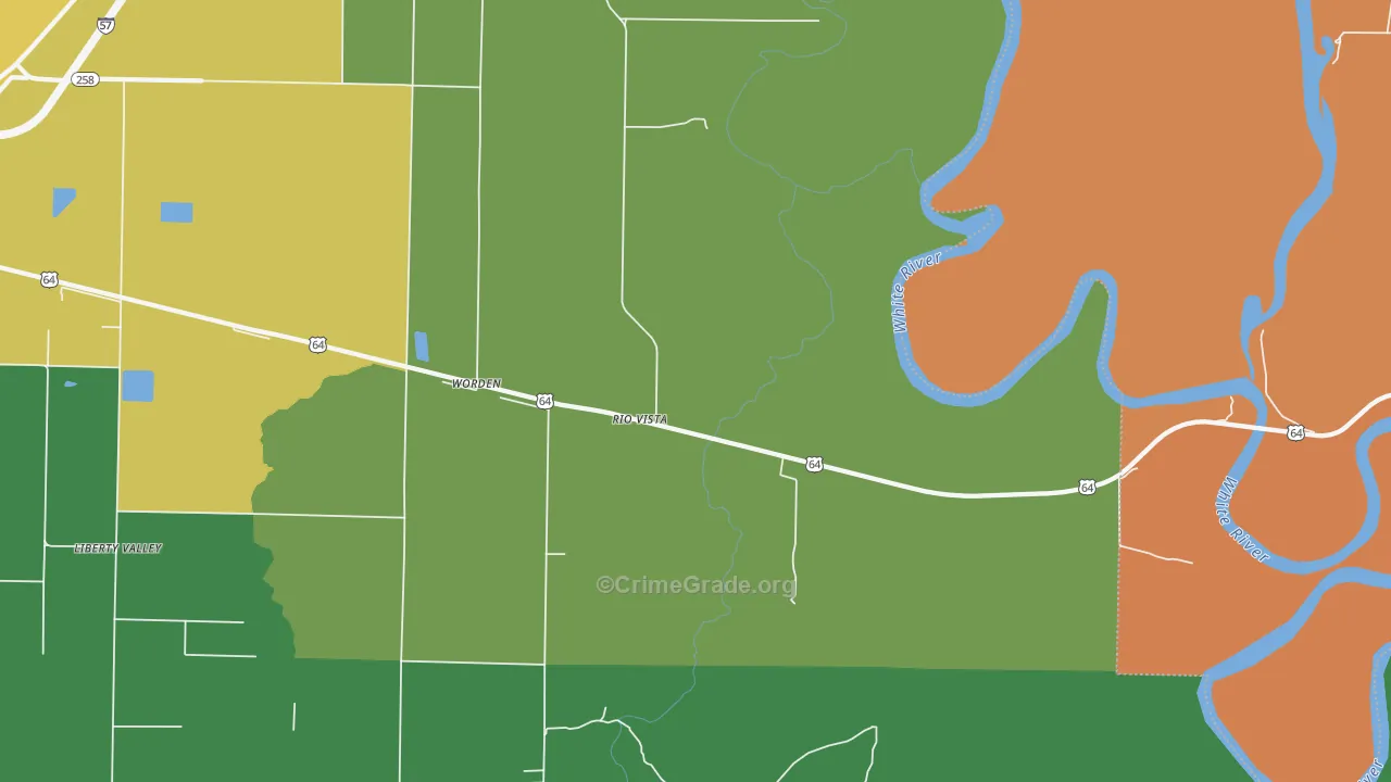 Rio Vista, AR Map of Vehicle Theft Rates