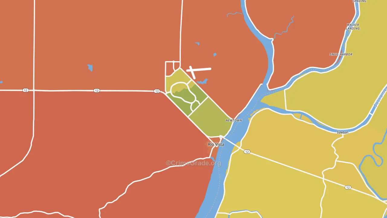 Rio Vista, CA Map of Vehicle Theft Rates