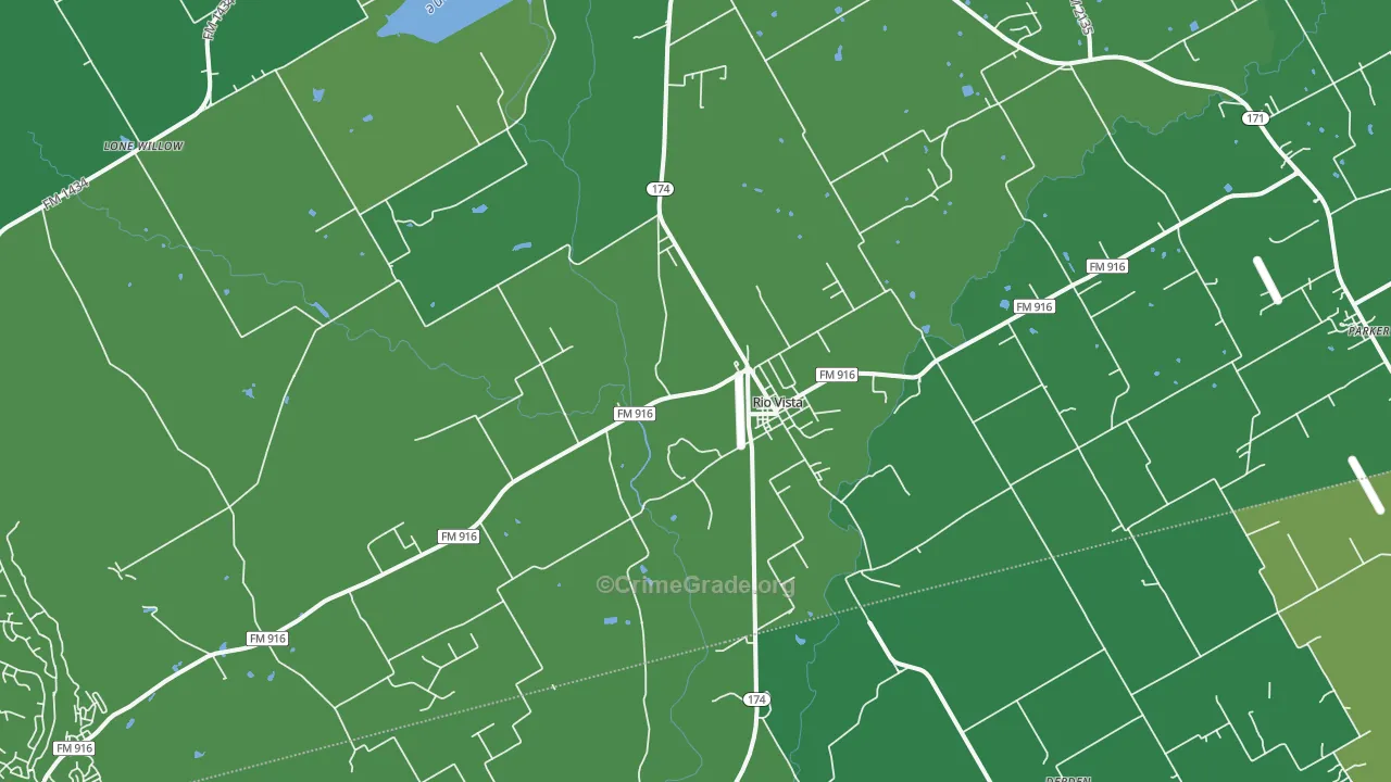 Rio Vista, TX Map of Vehicle Theft Rates