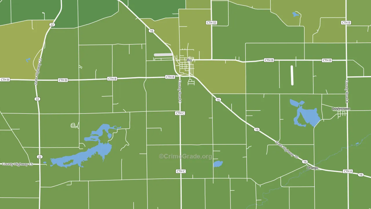 Rio, WI Map of Vehicle Theft Rates