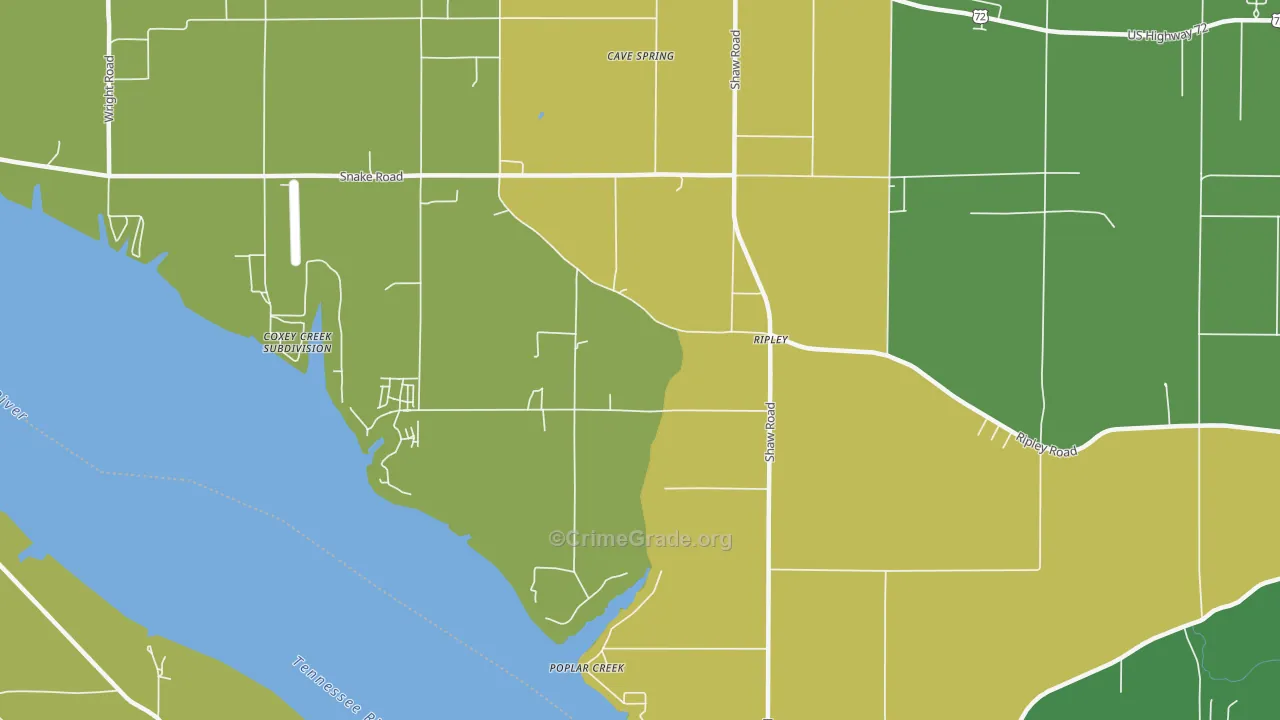 Ripley, AL Map of Vehicle Theft Rates