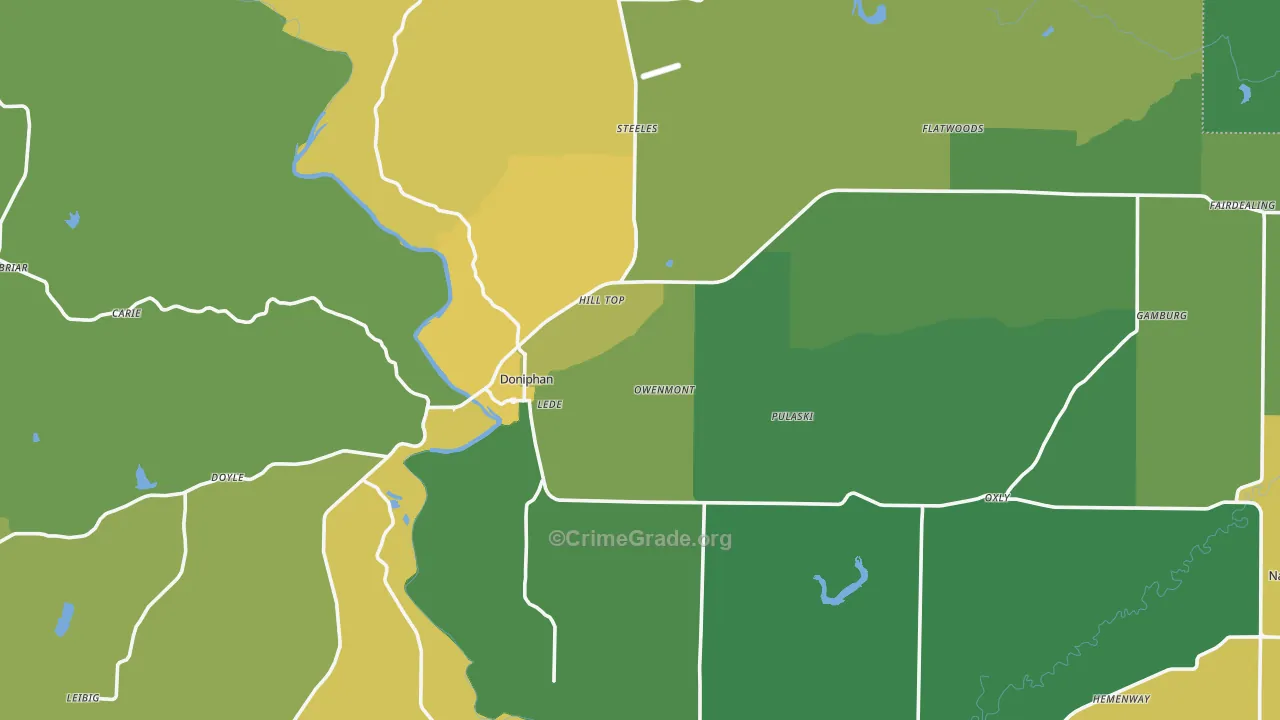Ripley County, MO Map of Vehicle Theft Rates
