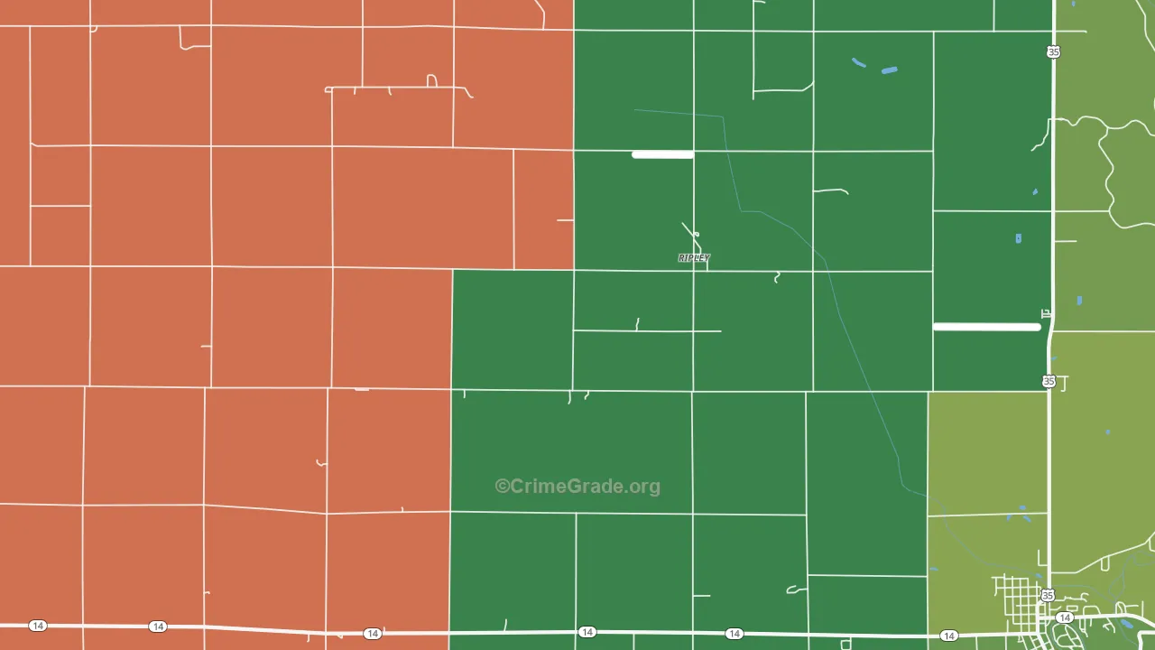 Ripley, IN Map of Vehicle Theft Rates
