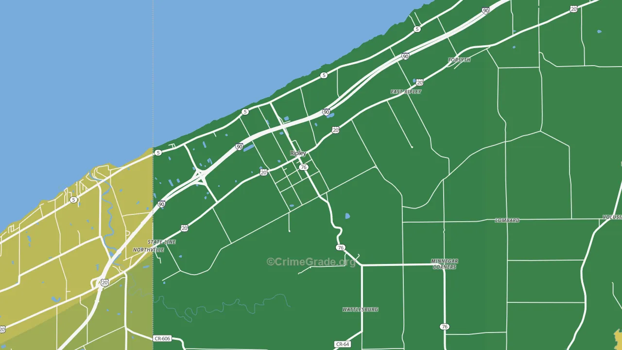 Ripley, NY Map of Vehicle Theft Rates