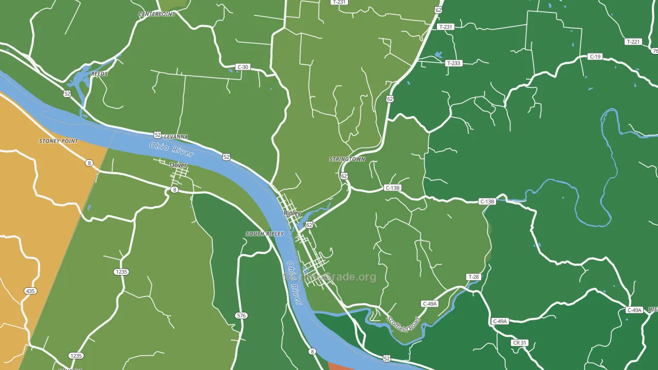 Ripley, OH Map of Vehicle Theft Rates