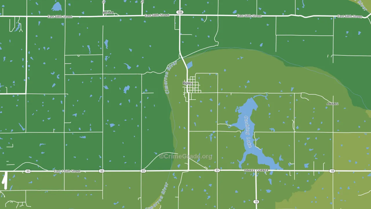 Ripley, OK Map of Vehicle Theft Rates